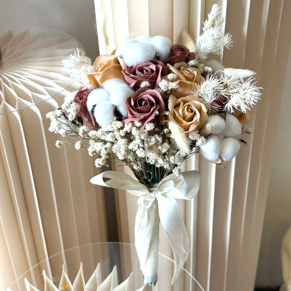 CAPPUCINO SOAP FLOWER BRIDAL BOUQUET