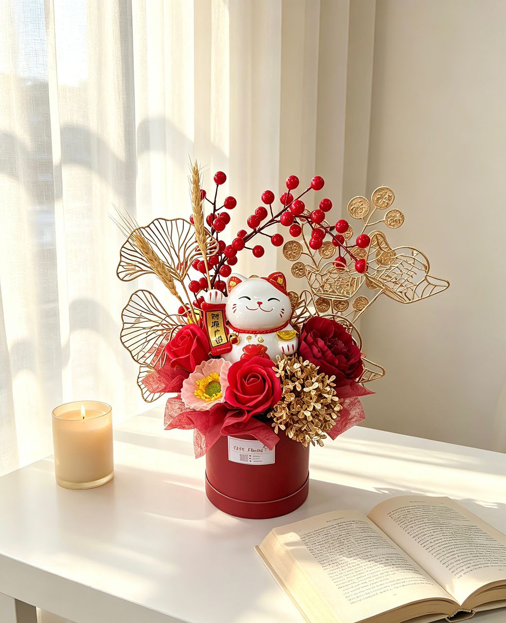 RED GOLD BLESSING - GRAND OPENING FLOWER BOUQUET