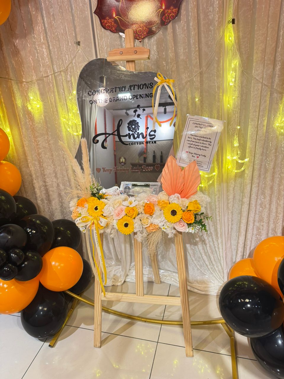 GRAND OPENING MIRROR FLOWER STAND - ORANGE YELLOW SERIES