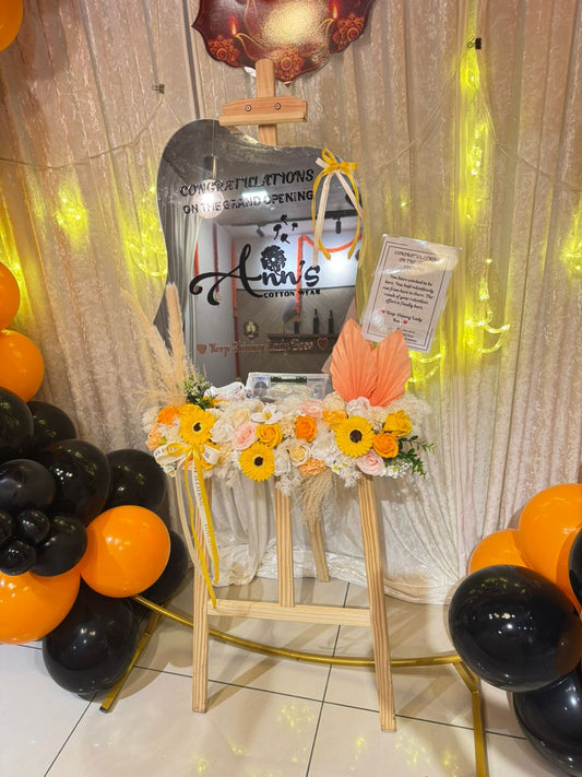 GRAND OPENING MIRROR FLOWER STAND - ORANGE YELLOW SERIES