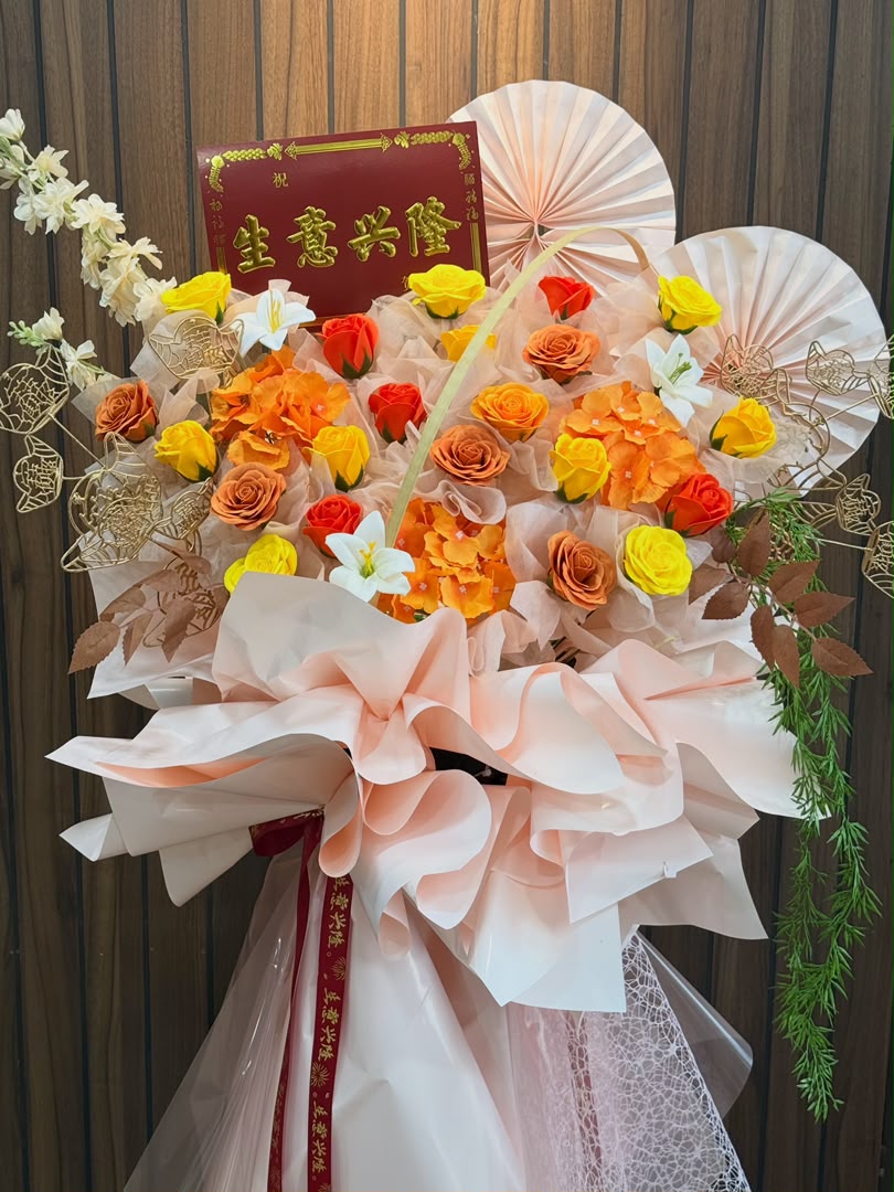 SAFFRON ELEGANCE - GRAND OPENING FLOWER STAND